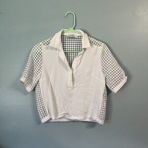 Sandro White Cropped Polo with see through back Size 3 M/L